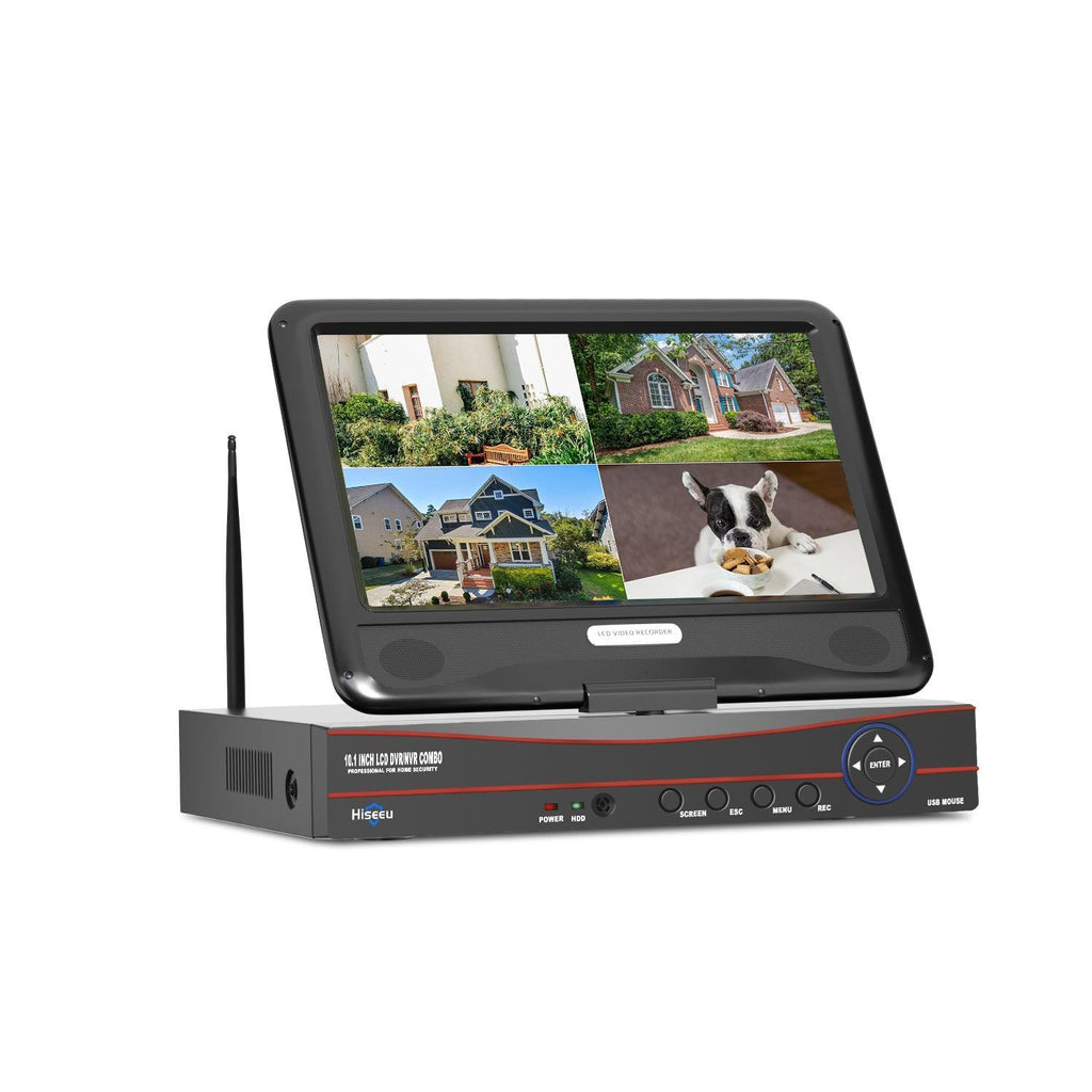 NO HDD】Hiseeu 10'' LCD Wireless WiFi NVR 8 Channels Network Video Rec